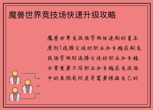 魔兽世界竞技场快速升级攻略